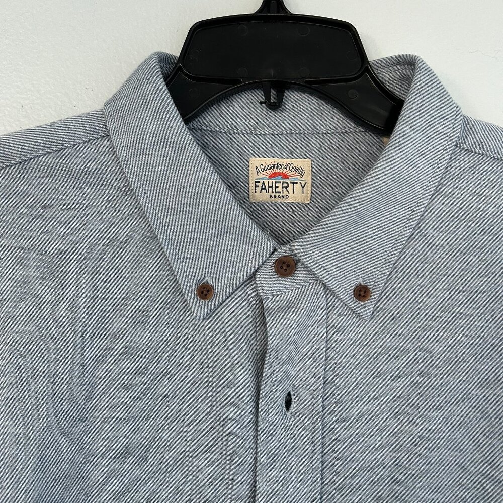 Faherty Gray and White Pinstripe Button Down Shirt